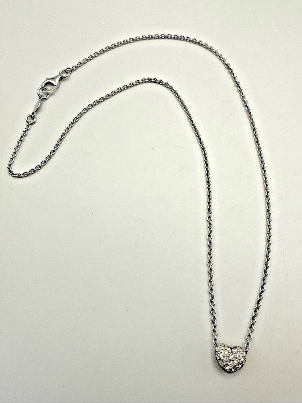 Judith Jack Sterling Silver 925 Heart Marcasite Necklace 16" Two-Sided Heart